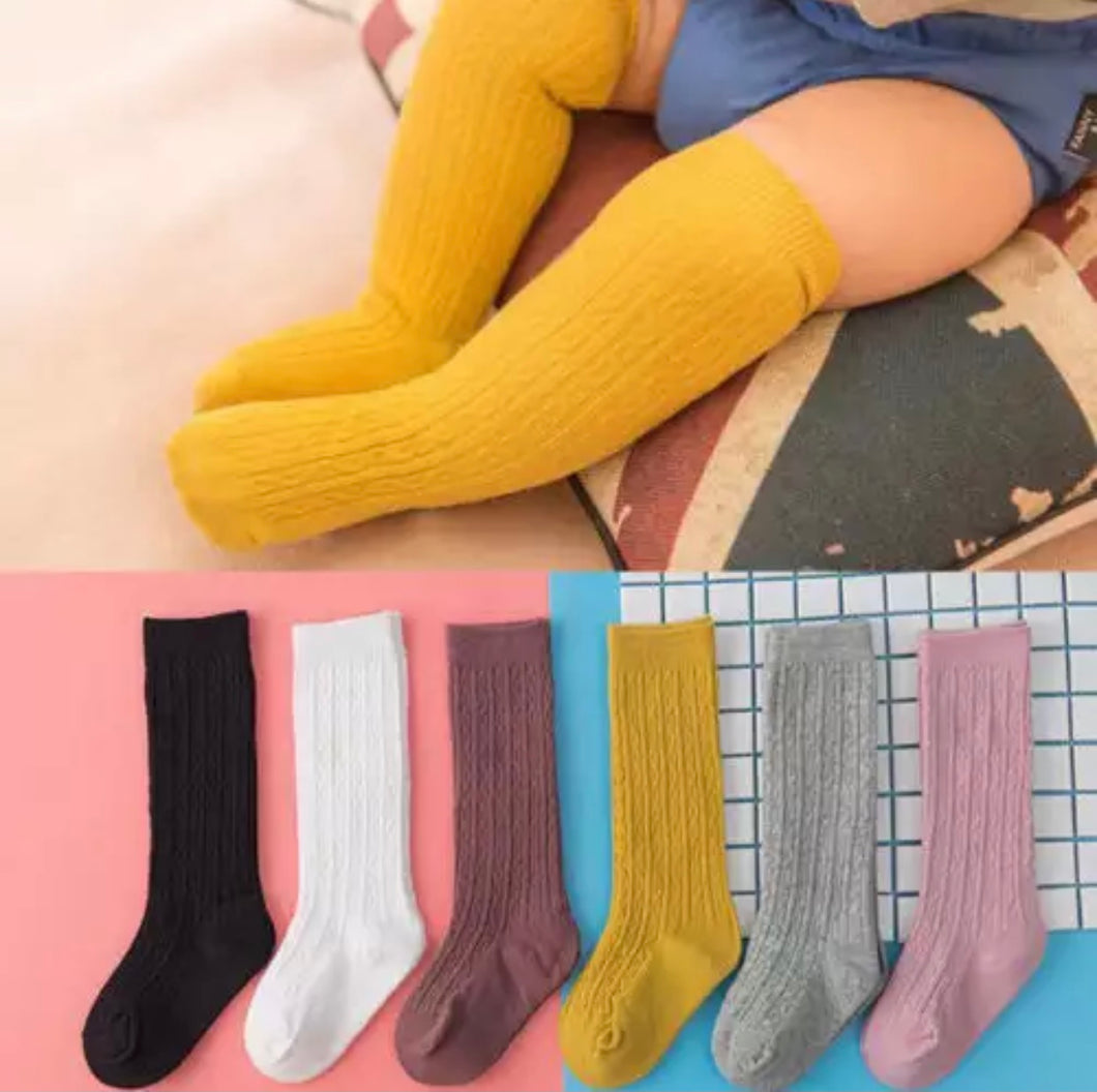 Braided Knee High Socks - 6 Colors