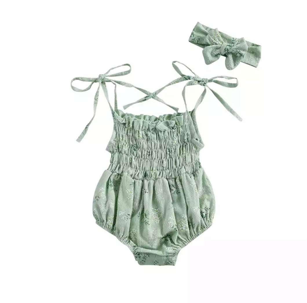 Gianna | Romper + Headband Set - Sage