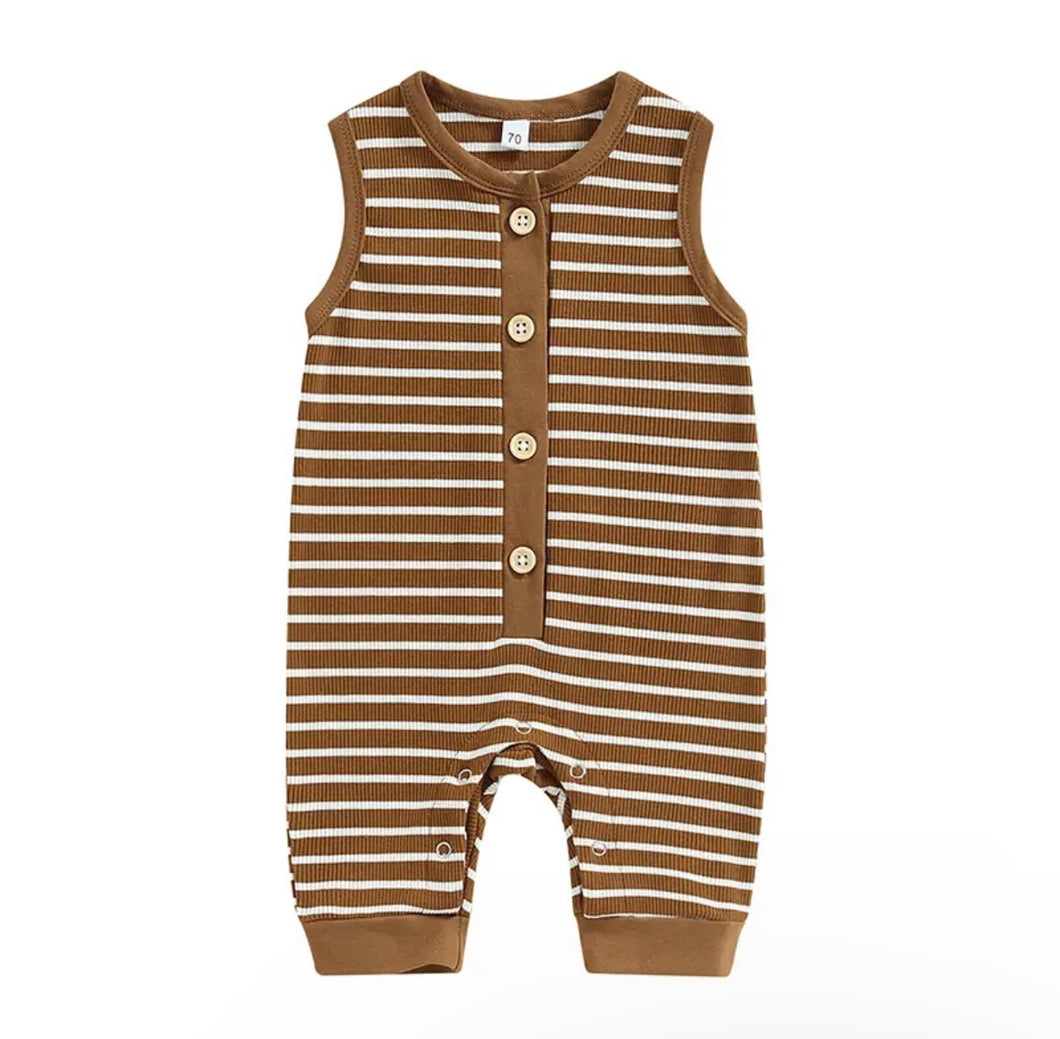 Zeke | Stripe Jumpsuit - Brown